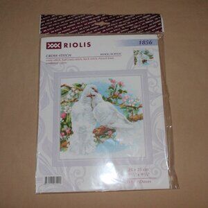 NEW Riolis White Doves Cross Stitch Kit NIP Birds Love Flowers 1856